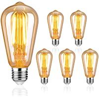 Los mejores  - Uchorlls Bombilla de Filamento LED E27- 6W (equivalente a 60W)- 700LM- Luz Cálida- No Regulable-E27 Edison Vintage…